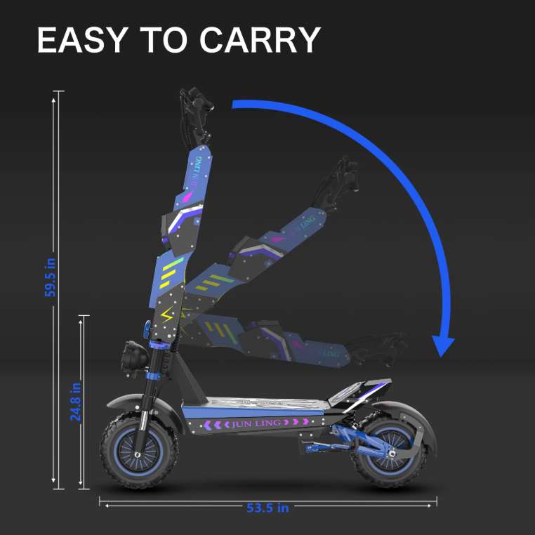 JL80 Electric Scooter – 6000W Dual Motor | 43 MPH | 52-Mile Range | Foldable Long Range Commuter for Adults